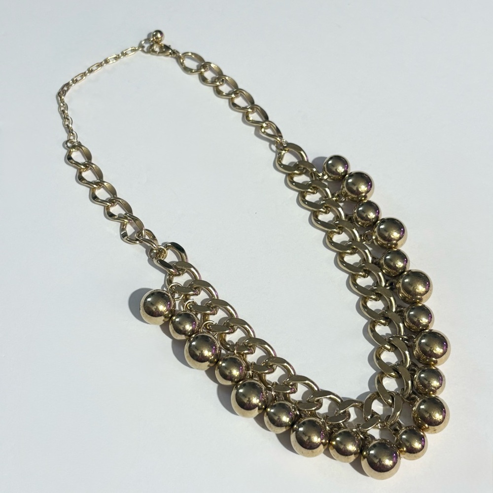 Vintage Gold Tone Beaded Chain Necklace